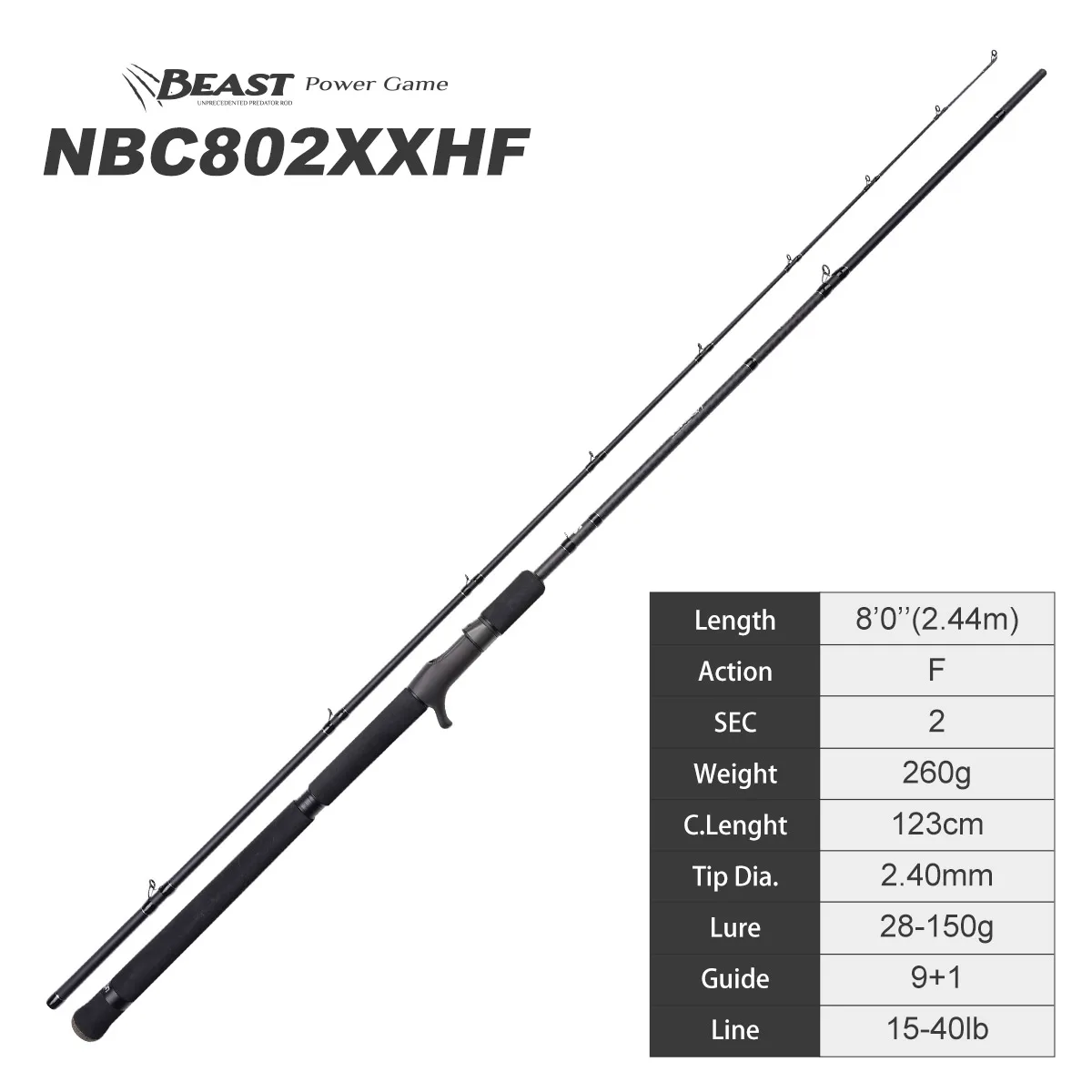 Noeby Hecht Angelrute 1,98 m 2,13 m 2,44 m 2,59 m Fuji Toray Carbon Casting Spinning Big Baits Power Wels Hecht Angelruten 4