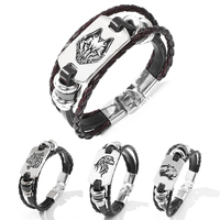 Vintage Multi layer Leather Woven Wolf Totem Bracelet Charming Men's Bracelet Fashion Hip Hop Punk Jewelry Accessorie Party Gift