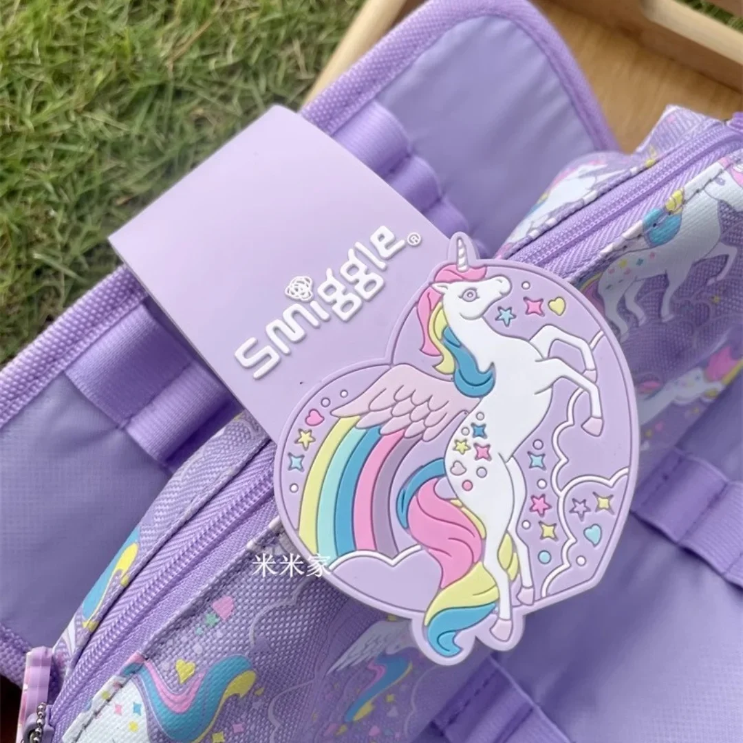 Oryginalny australijski Smiggle Purple Rainbow Horse plecak miękki piórnik zestaw przyborów studenckich o dużej pojemności prezent dla dzieci