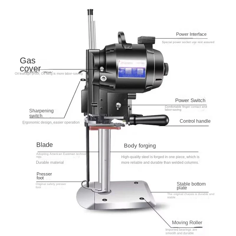 1100W Vertical Straight Knife Electric Cloth Cutting Machine Clothing Leather Paper Electric Scissors 220V Cloth Cutting Machine