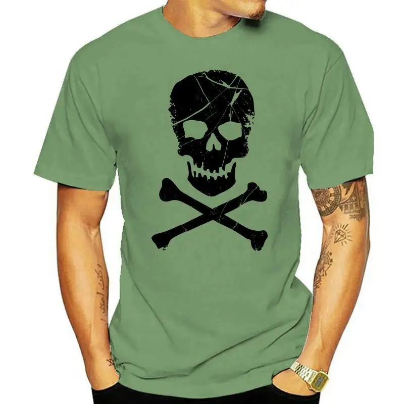 Skull And Crossbones Pirate Neon Men's T-shirt - Pirates Fancy Dress Cotton Hip-hop Tops Tee Shirt