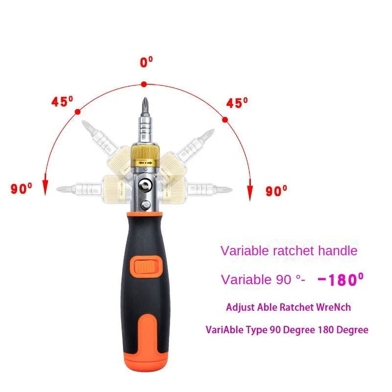 Ratchet screwdriver, bidirectional multi angle functional set, 10 in 1 portable plum blossom screwdriver with magnetic screwdriv