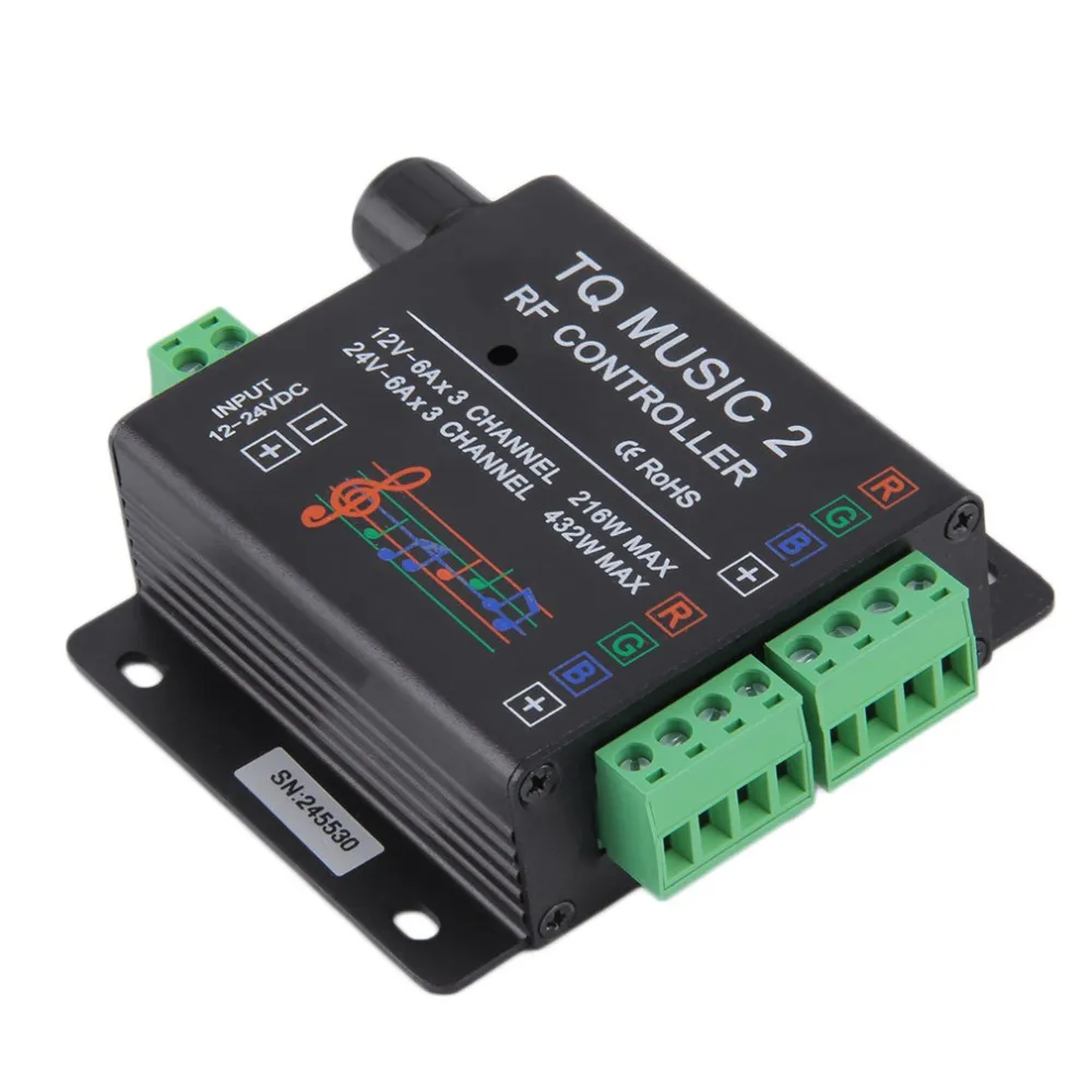 Imagem -03 - Mini Controle Musical Rgb Cabo de 12v216w 24v432w para Uso com Tira Rgb 5050 ou 3528 para Conexão de Celular ou Vídeo