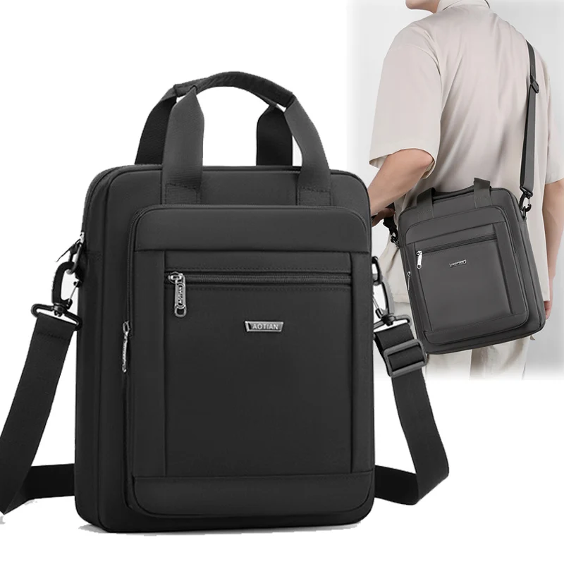 

Мужская сумка-портфель формата А4, вертикальная деловая сумка для совещаний, квадратная сумка через плечо на одно плечо