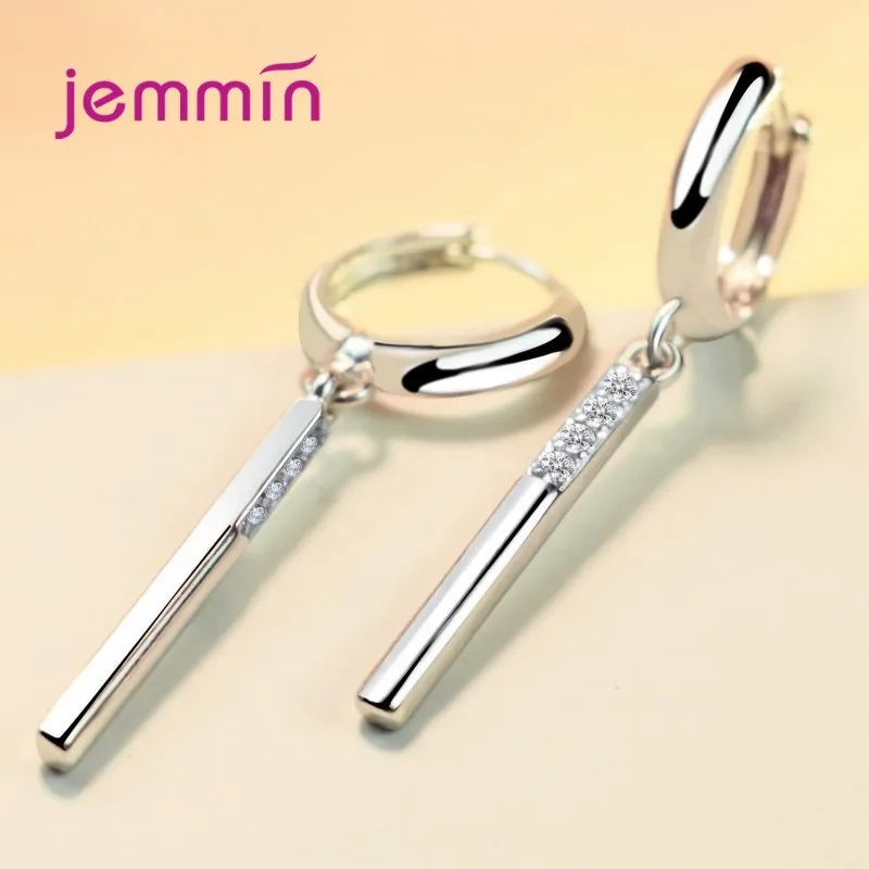 

New Design Geometric Hoop Earring for Women Genuine 925 Sterling Silver Fashion Simple Long Earring Fine Jewelry Bijoux