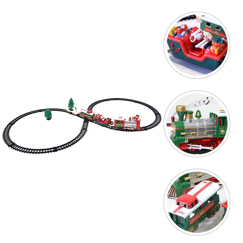 

1Set Christmas Electric Train Set Battery Operated Desktop Decor with Track Festive Holiday Party Ornament for Living Room
