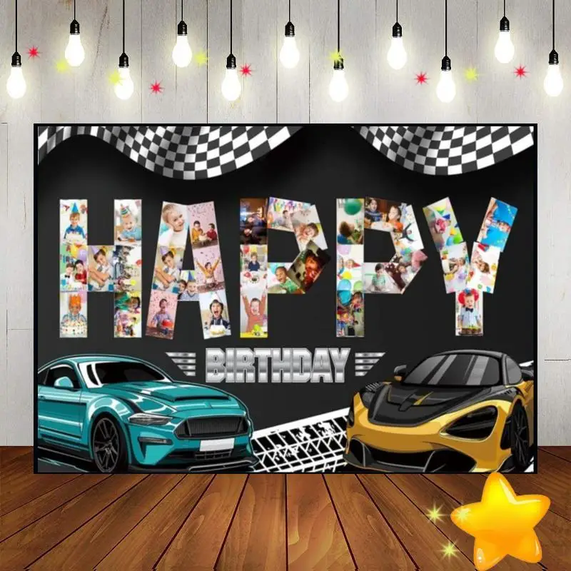 Vintage Car Bithday Party Route 66 Gas Station Background Custom Birthday Backdrop Photo Decoration Photography Backdrops Banner