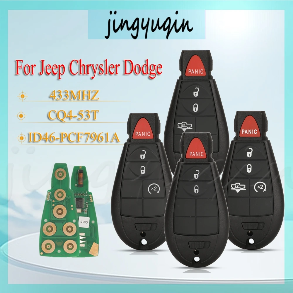 

Jingyuqin для Dodge RAM 1500 2500 3500 4500 2013-2018 3/4/5 кнопок 433 МГц ID46-PCF7961A чип GQ4-53T умный дистанционный автомобильный брелок