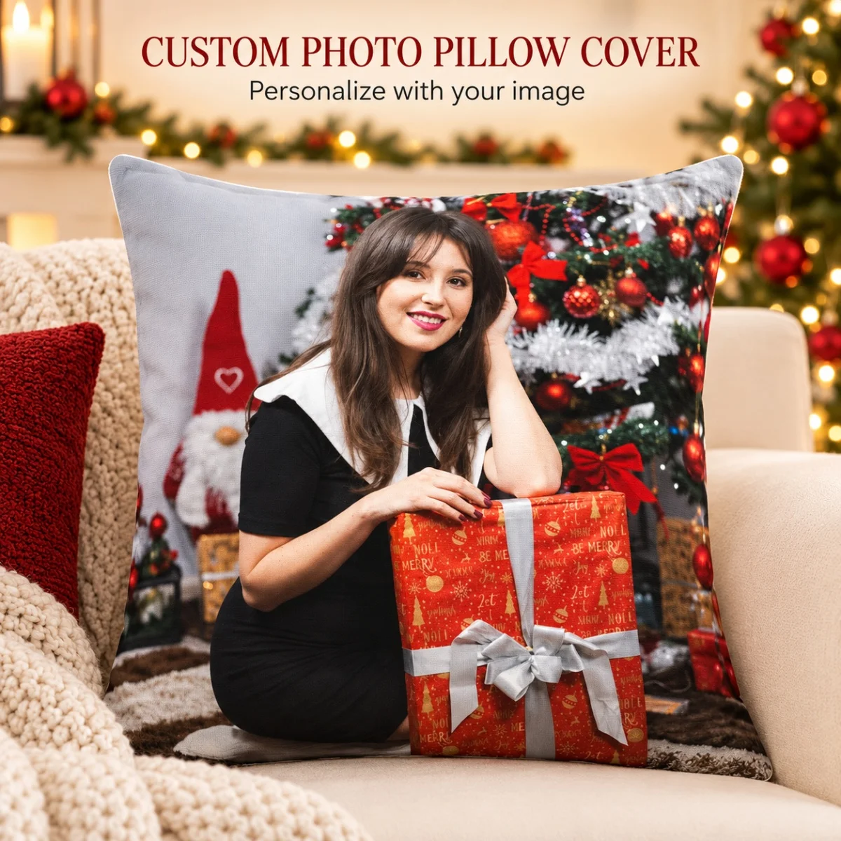 Custom Photo Pillowcase Personalized Image Upload Cushion Cover Custom Print Throw Pillow Cover Sofa Home Christmas Decor