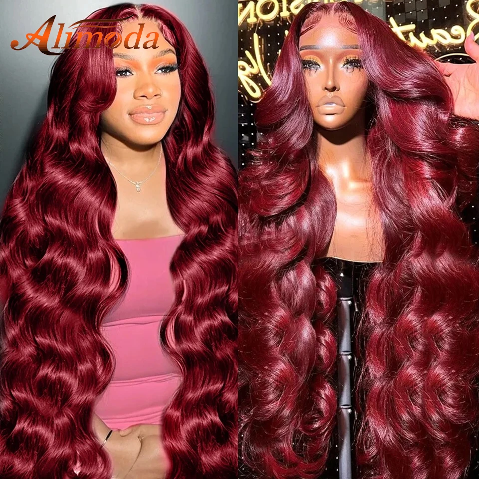 

Body Wave Burgundy 99J Lace Front Wig 13x4 13x6 HD Lace Frontal Wig Human Hair Pre Plucked Red Colored Wig 5×5 Lace Closure Wig