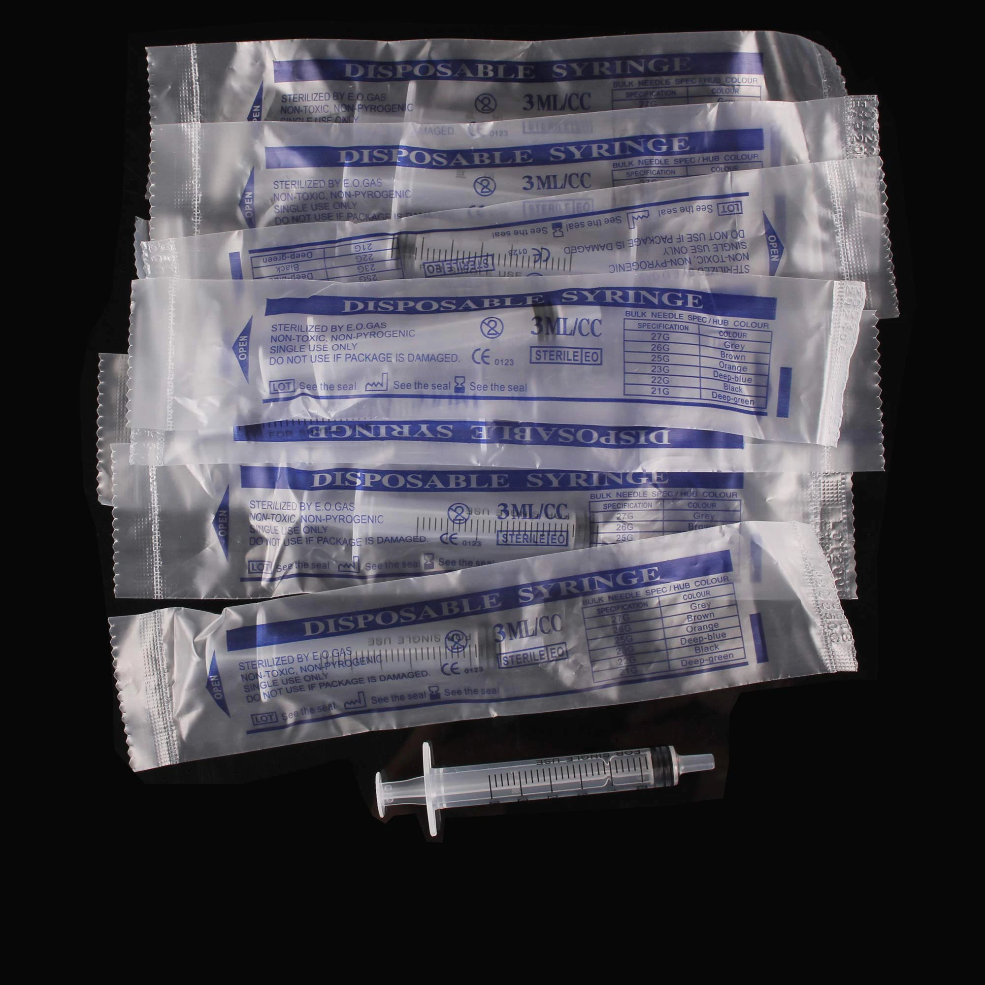 100 عبوة من حقنة Luer Slip البلاستيكية القابلة للتصرف 3 مللي/cc معقمة بشكل فردي معبأة للمختبرات العلمية والقياس والري