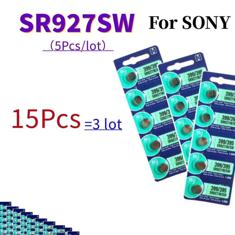 15pcs For Sony 337 SR416SW 364 SR621SW 371 SR920SW 377 SR626SW 379 SR521SW 395 399 SR927SW Batteria