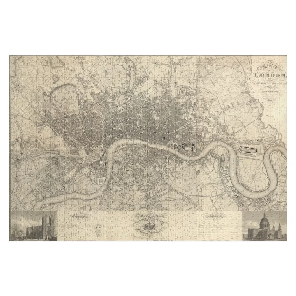 

London Map, 1827 by John Greenwood Jigsaw Puzzle Custom Name Wood Personalised Jigsaw Puzzle