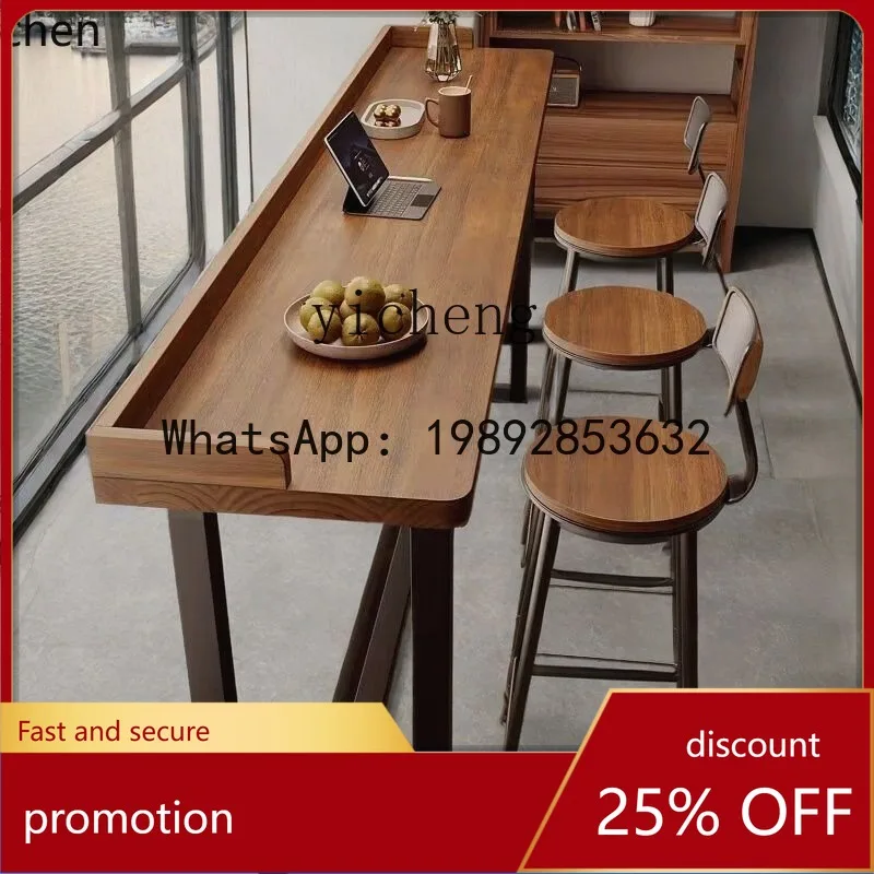 

Новый барный стол из массива дерева YFY, стол для балкона, стол и стулья для отдыха, высокий стол с перегородкой, пристенный, для украшения гостиной.