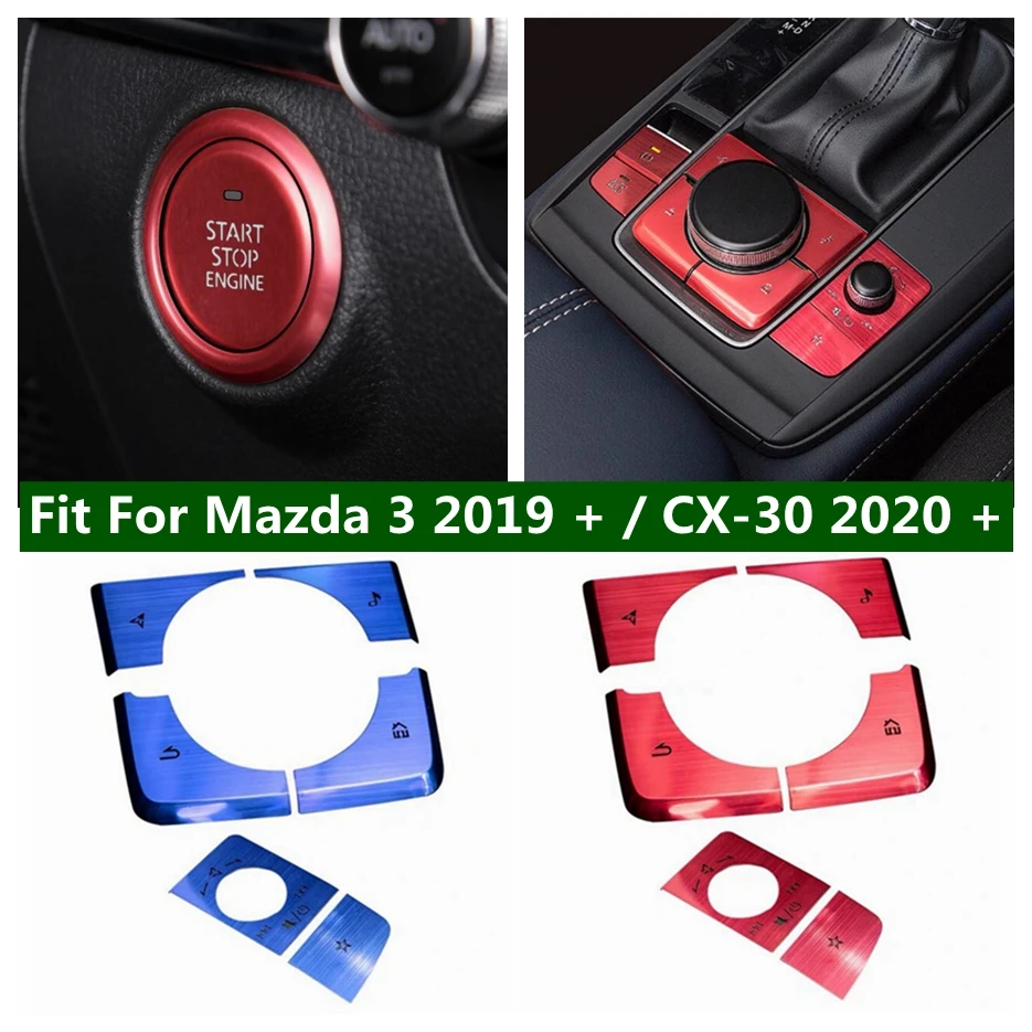 Engine Start Stop Push Button Center Control Gear Shift Frame Cover Trim For Mazda 3 2019 +  / CX-30 2020 - 2024 Car Accessories