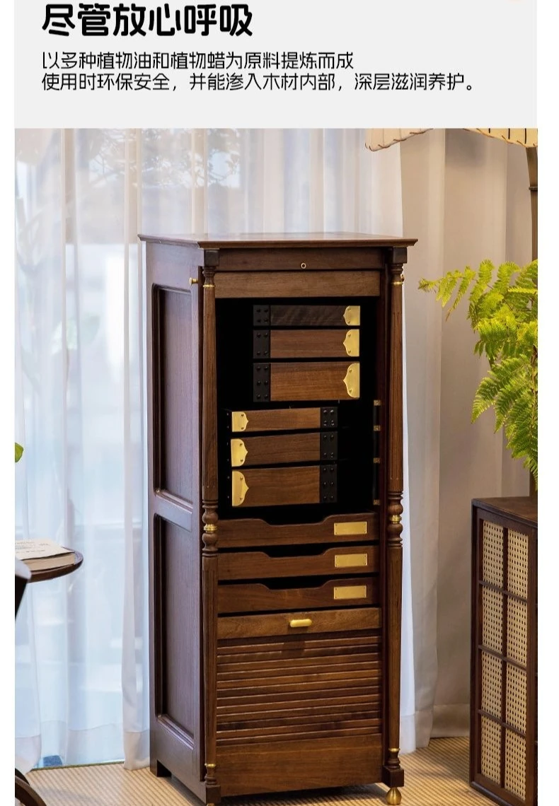 Black walnut cabinet, high-end rotating cabinet, Wenwan cabinet, jewelry tea set cabinet