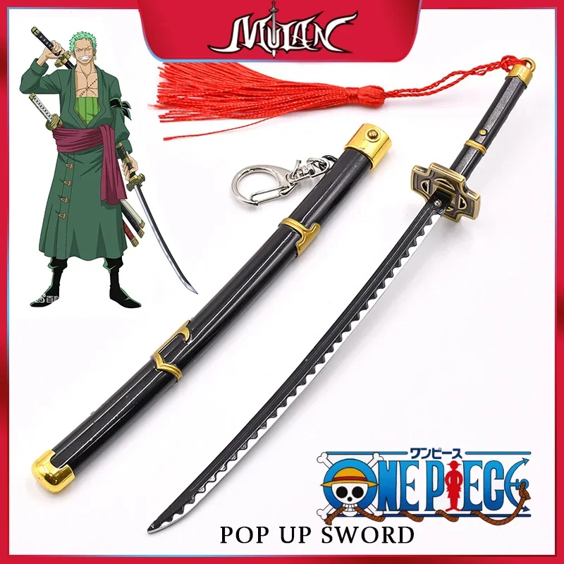 22cm/8.66inch Yubashiri Eject Sword Metal Model with Sheath Anime One Piece Peripherals Zoro Katana Pop-up Swords Christmas Gift