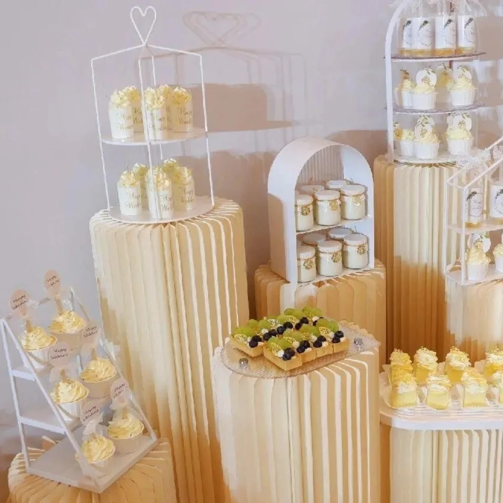 Centerpieces Cardboard Vases Foldable Cardboard Display Columns Stand for Wedding Birthday Party Backdrop Cupcake Decorations