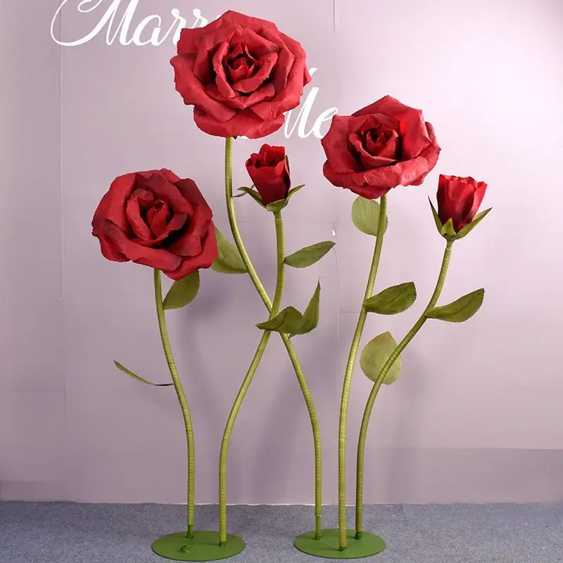 

180cm Wedding Props Giant Paper Rose Artificial Flowers Wedding Party Garden Decoration Window Display Home Decor Flower Roses