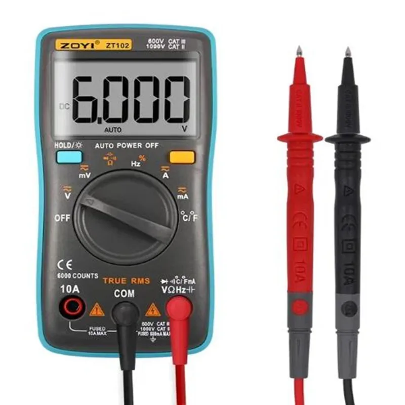 ZOYI ZT102 Multimeter Digital 6000 Counts AC/DC Voltage Current Tester Voltmeter Ammeter Ohm Diode Resistance Frequency Meter