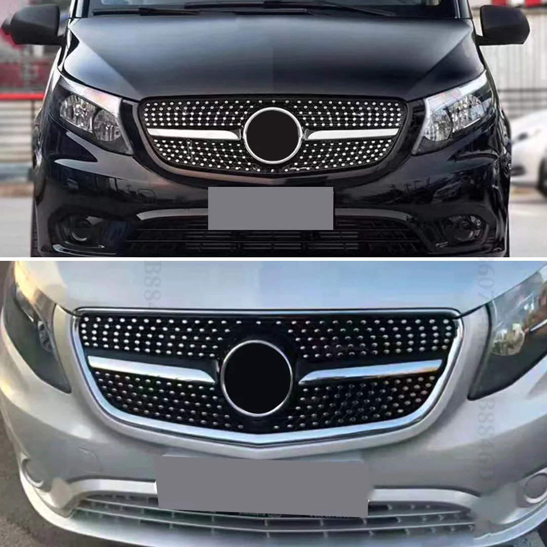 Grille d'entrée de calandre avant pour Mercedes Benz Vito W447, grille en maille moyenne, accessoires de réglage, diamant GTR, style droit, 2015-2023