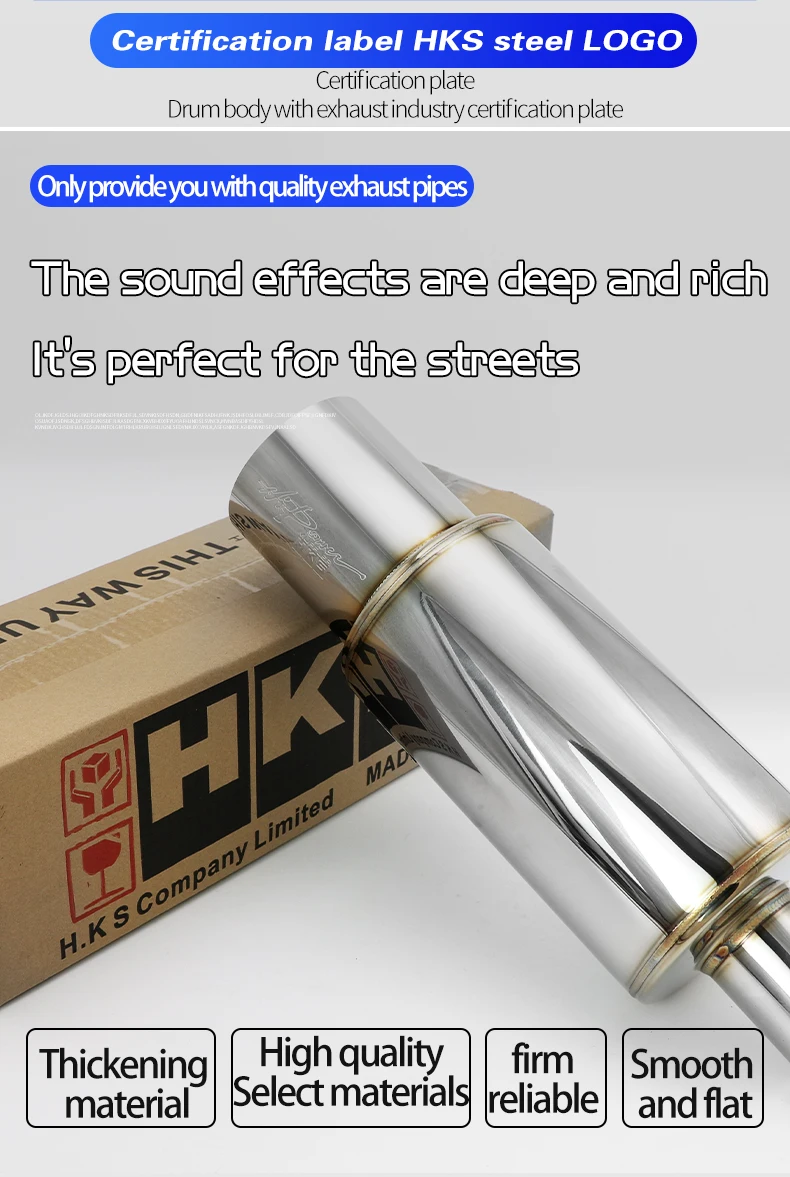 Auto-Auspuffrohr, modifizierte Teile, HKS-Schalldämpfer, gerades Endrohr, Universal-Auslass, 89 mm, glänzend, silberfarben, blau, rostfrei, 51 63 76 mm, passend – Detail 4