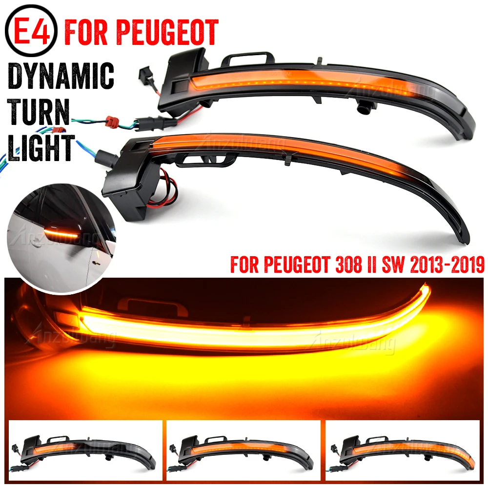 2X ديناميكية المدخن الجانب مرآة الوامض ضوء صالح لبيجو 308 II SW 2013-2019 LED مصباح إشارة ضوء