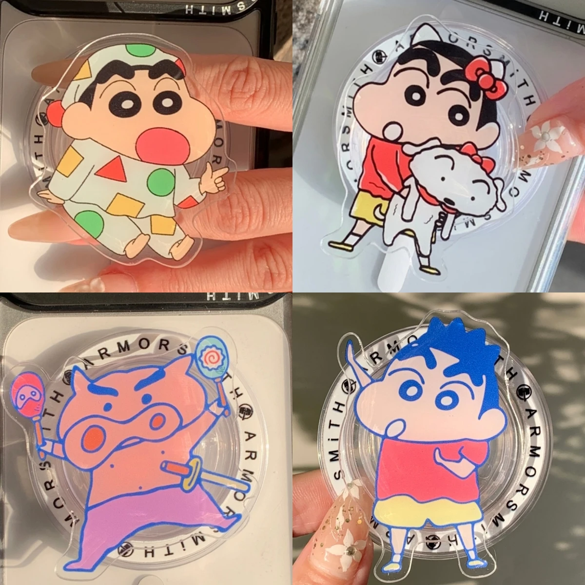 Cute Crayon Shin-chan For Magsafe Magnetic Phone Griptok Grip Tok Stand For iPhone Samsung Foldable Wireless Charging Holder