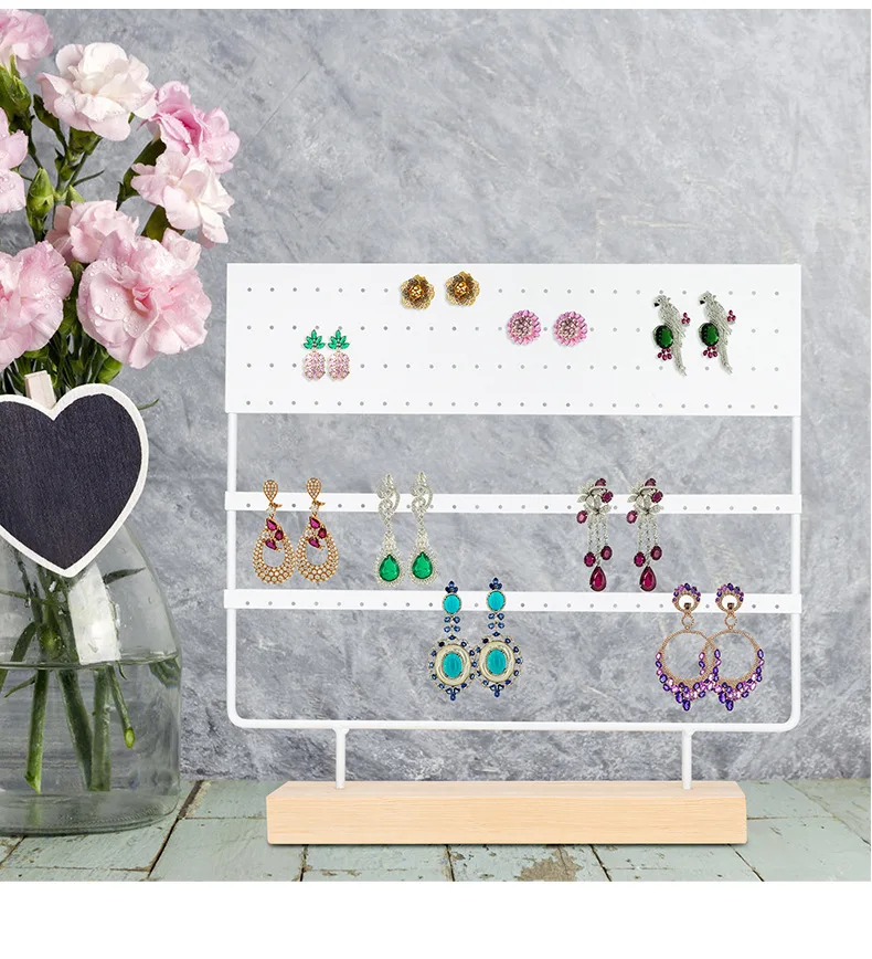 4 Tiers Jewelry Display Rack Earrings Organizer Jewelry Hooks Rectangle Desktop Jewelry Stand Bangle Watch Ear Stud Shop