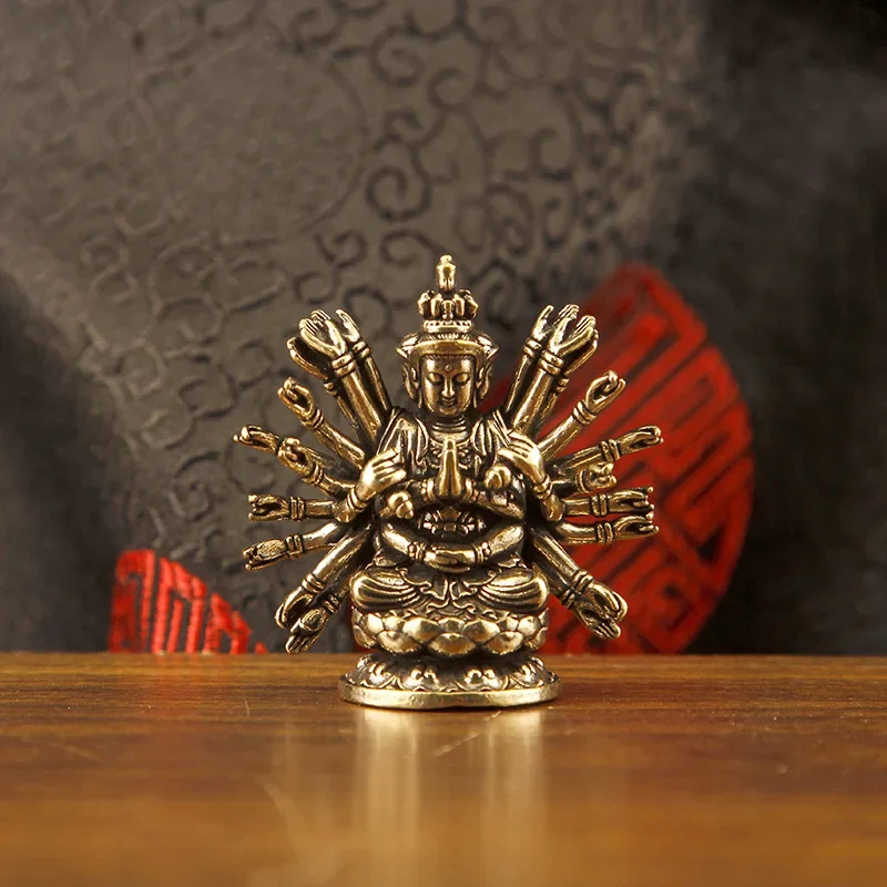 1/2pcs Brass Thousand Hands Avalokitesvara Buddha Statue Ornament Thousand Hands Thousand Eyes Avalokitesvara Bodhisattva