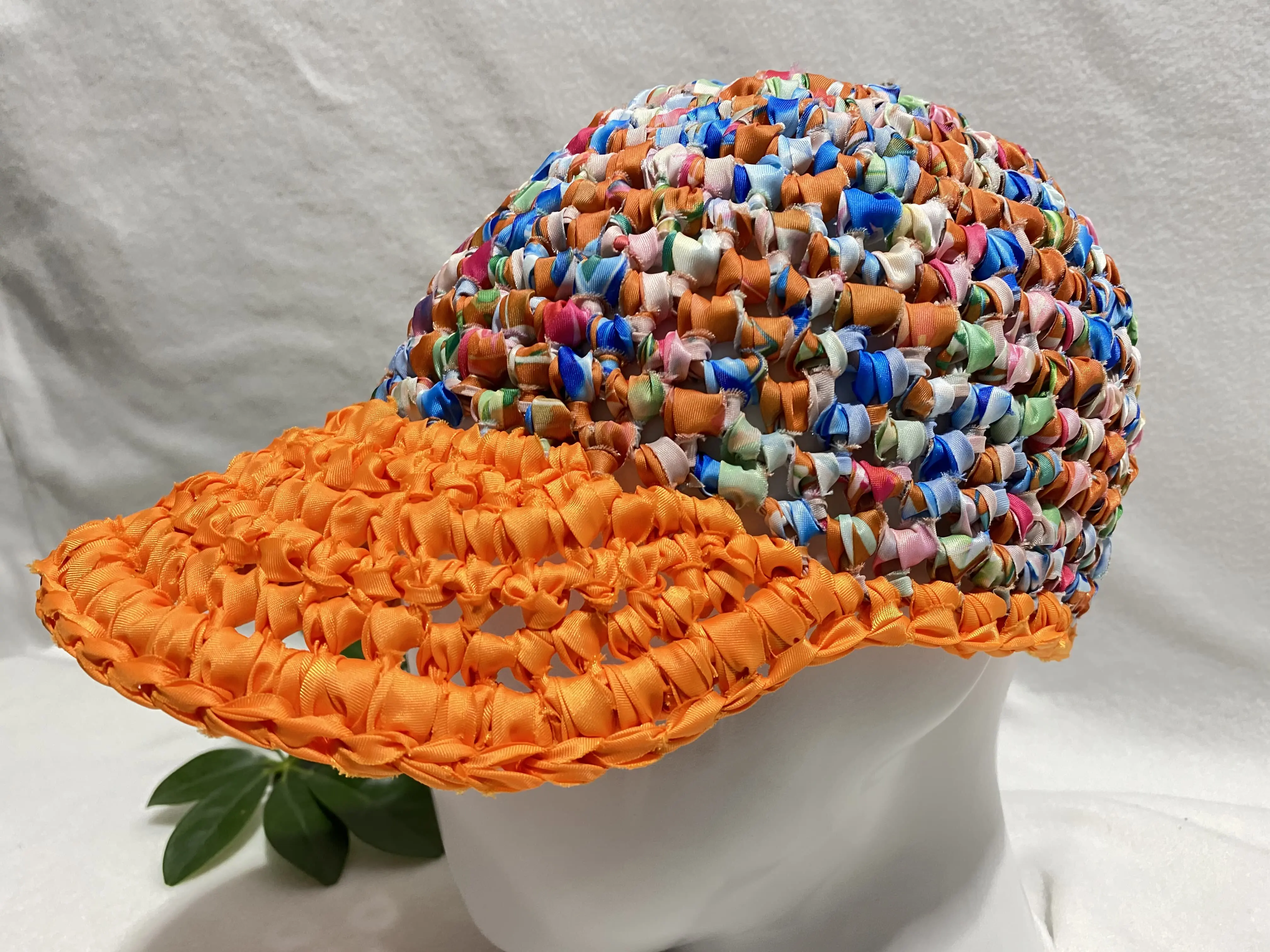 Handmade Crochet Baseball Hat Womens Fabric Strip Yarn Openwork Summer Cap for Sunny Day Travel Outfits and Weekend Coffee Dates