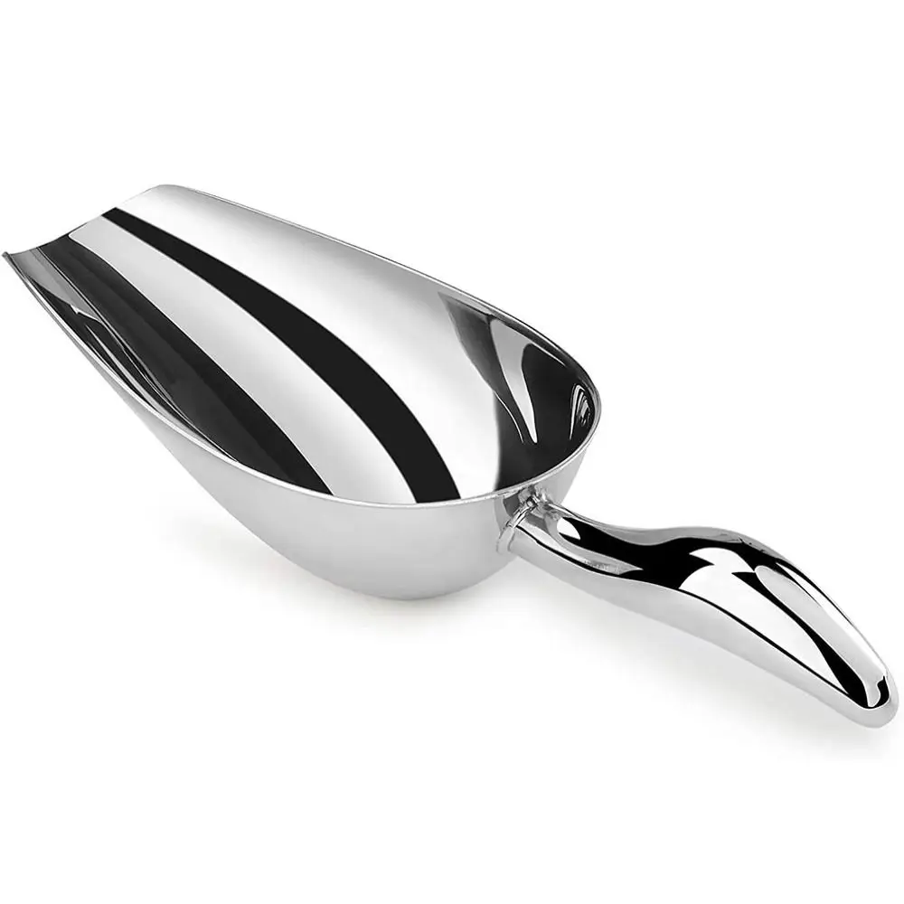 Barra apta para lavavajillas, cuchara de hielo de Metal de acero inoxidable, pala de hielo espesante plateada de 8,3 pulgadas, barra de espátula para alimentos para el hogar