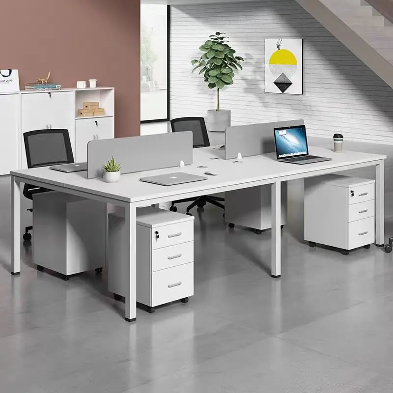 Stylish Durable Wooden Top Multifunctional Employee Workspace Office Desk Computer Table with Mobile Pedestal