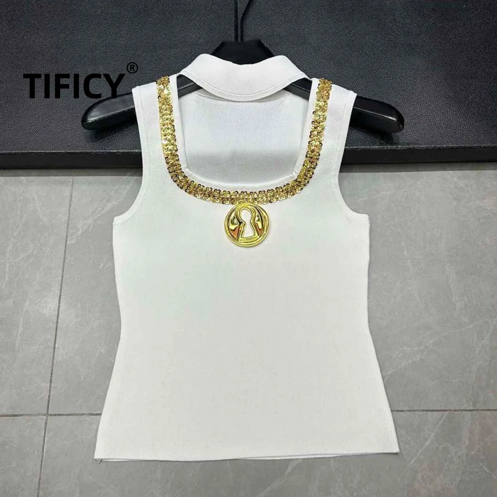 

High Quality Sexy Metallic White Camisole Tee Tanks Women's Spring and Summer Base with Backless Tank Top Underneath