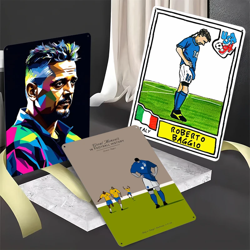 روبرتو باجيو القصدير اللوحة جدار الفن الملصقات خمر ديكور تخصيص مشجعي كرة القدم علامات معدنية للرجل الكهف غرفة نوم الديكور