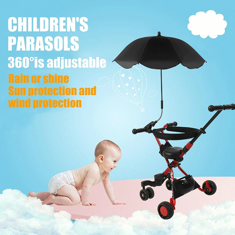 

Summer Stroller Sunshade Umbrella With Adjustable Clamp Uv Protection Umbrella Beach Chair Strollers Wheelchairs Sunshade