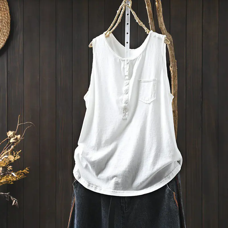 Summer Large Size 300 Pounds 2026 Simple Single Pocket Vest Men Thin Breathable Loose Commuting Sleeveless Top Polyester Fiber