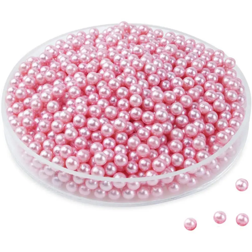 2600pcs Pink Undrilled ABS Art Faux Pearls for Vase Fillers 6mm No Hole Makeup Beads Imitation Round Pearl Beads for Table Scatt