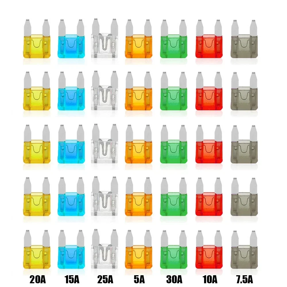 35Pcs Mixed Mini Size Blade Type Car Fuse Assortment 5A / 7.5A / 10A / 15A / 20A / 25A / 30A Fuse Set Auto Car Truck