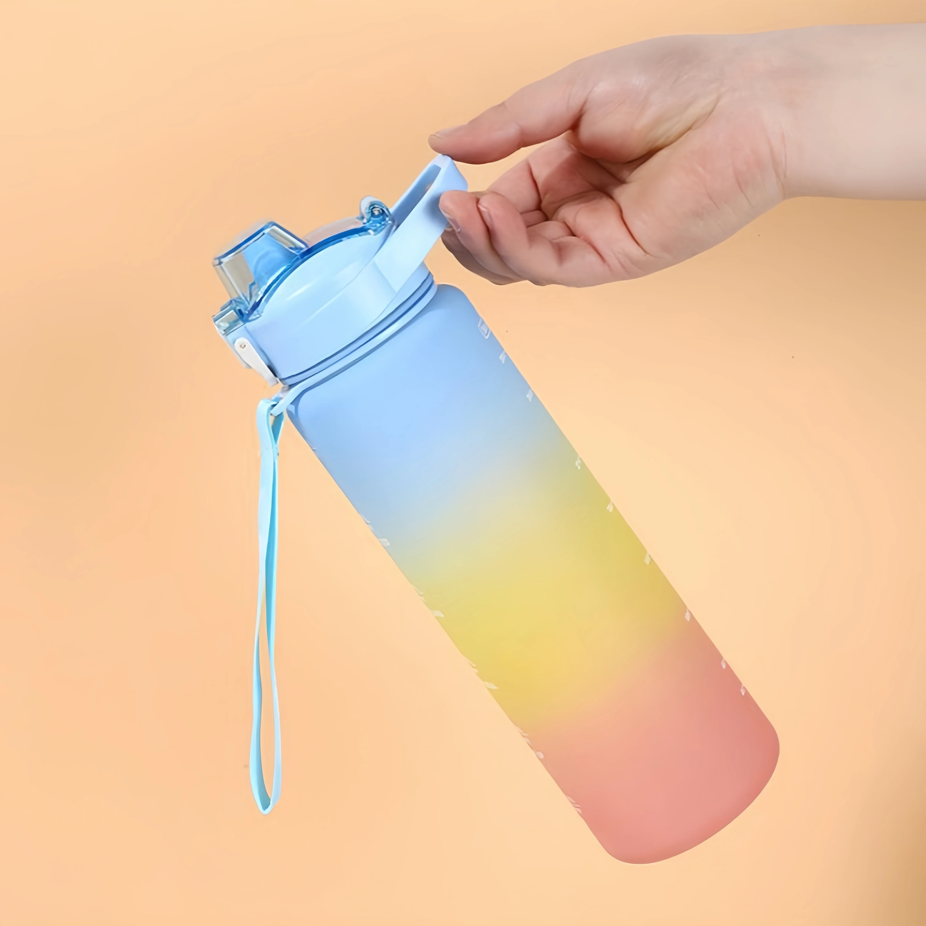 1000ml 대용량 플라스틱 컵 야외 피트니스 체육관을위한 휴대용 물병 밀짚과 손잡이가있는 캠핑 누출 방지 컵