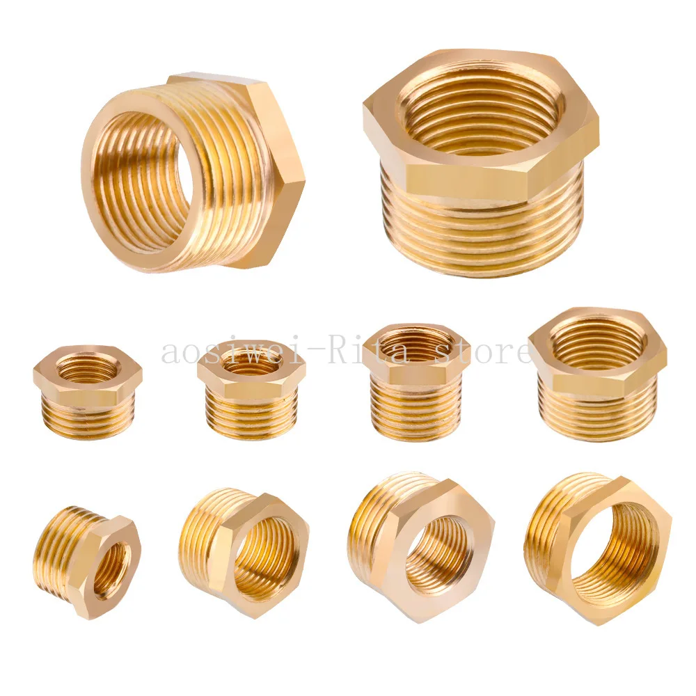 

10Pcs 3/4" Male X 1/2" Female Connector Brass Garden Hose Adapter Pipe Fitting Hex Head Bushing Pipe Thread Tube Fitting