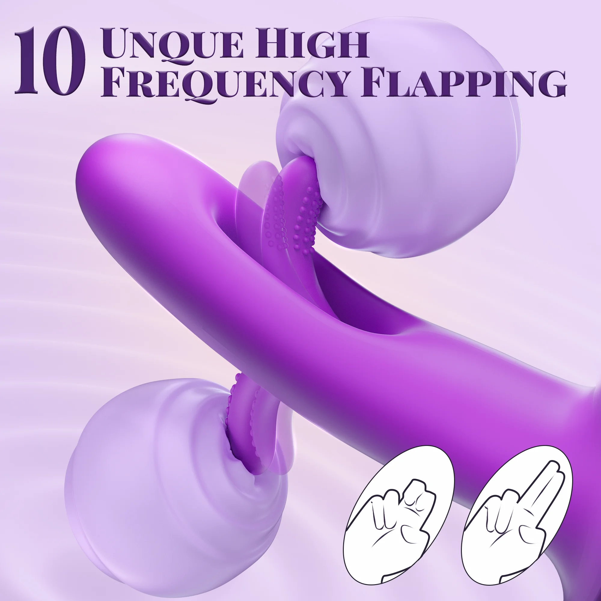 2 in 1 Realistic Lips Clitoris Vibrator for Woman G Spot Sex Toy with 10 Flapping Vibrating and Licking Tongue Modes Masturbator