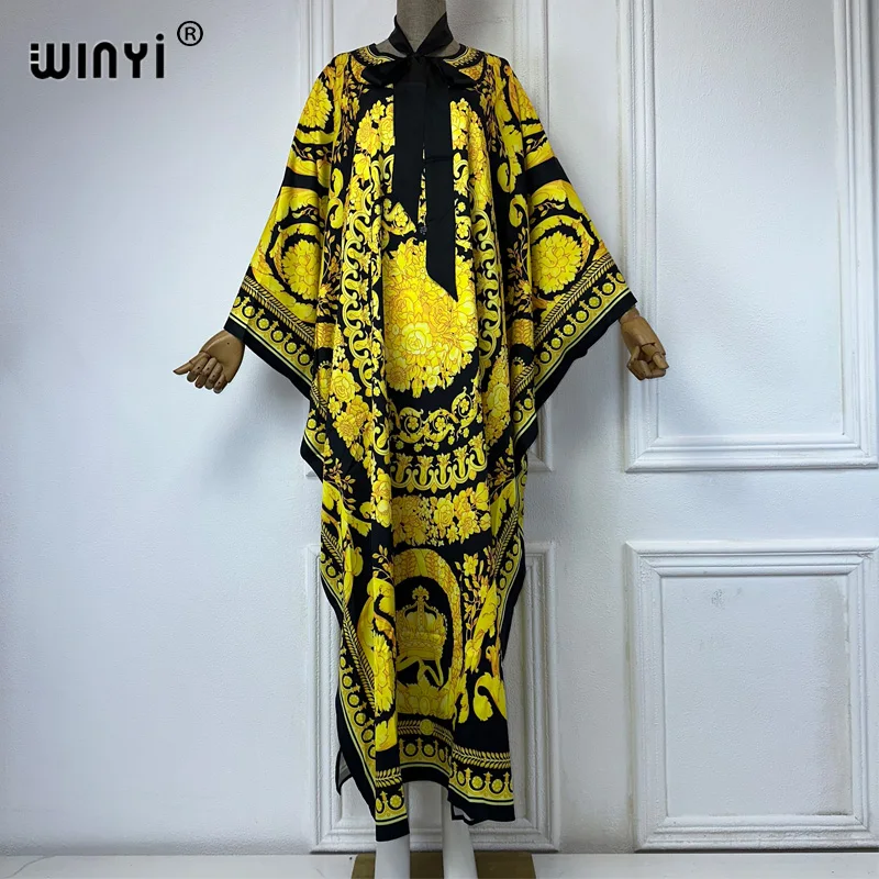 

WINYI muslim's dresses for woman maxi dress fashion kaftan Floral Print Kaftan abaya dubai luxury summer Bohemian party dress