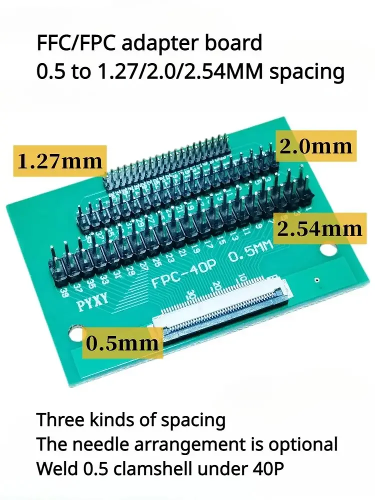 

FFC/FPC adapter board 0.5-to-1.27/2.0/2.54MM pitch double-row in-line 40P adapter board.