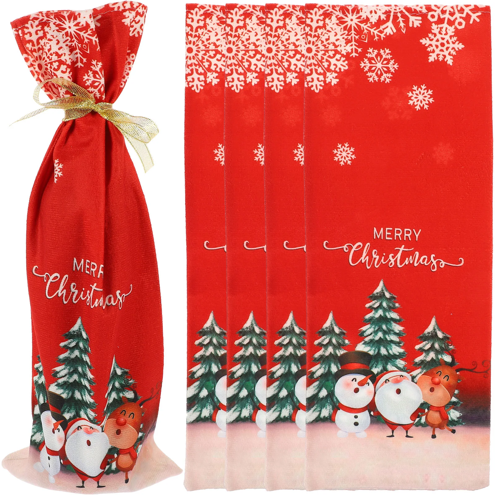 

5 Pcs Christmas Bag Bottle Bags Xmas Covers Themed Decoration Decors Party Bottles