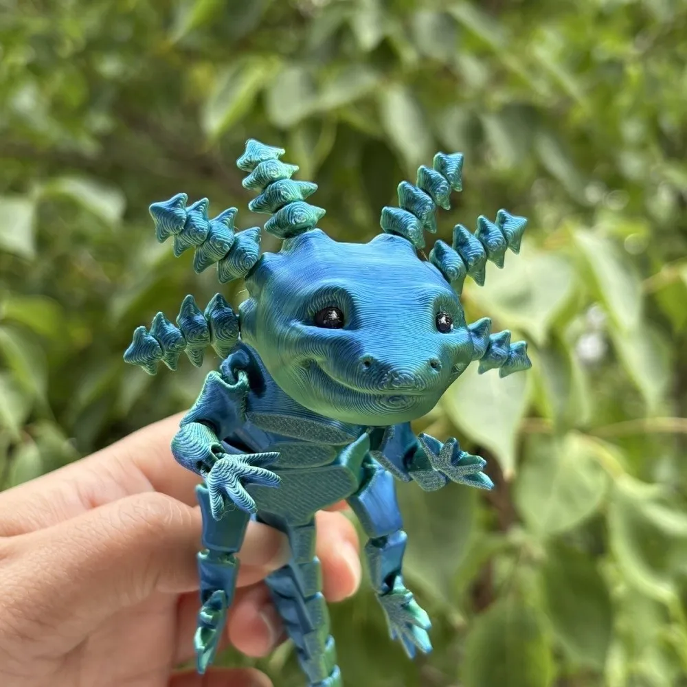 New 3D Printed Salamandrid Multi-jointed Movable Fine-tailed Axolotl Action Figure Creative Axolotl Desktop Decoration