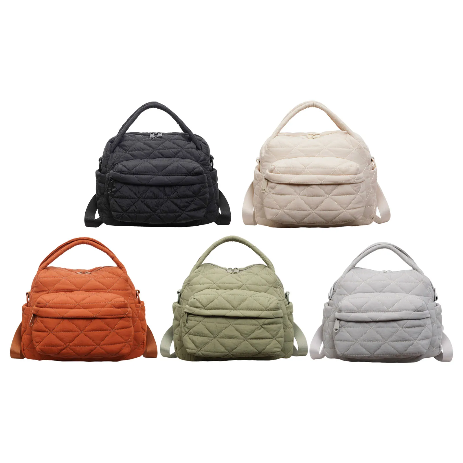 

Women Nylon Quilted Tote Bag with Adjustable Strap Handbag for Work Shopping Travel Daily