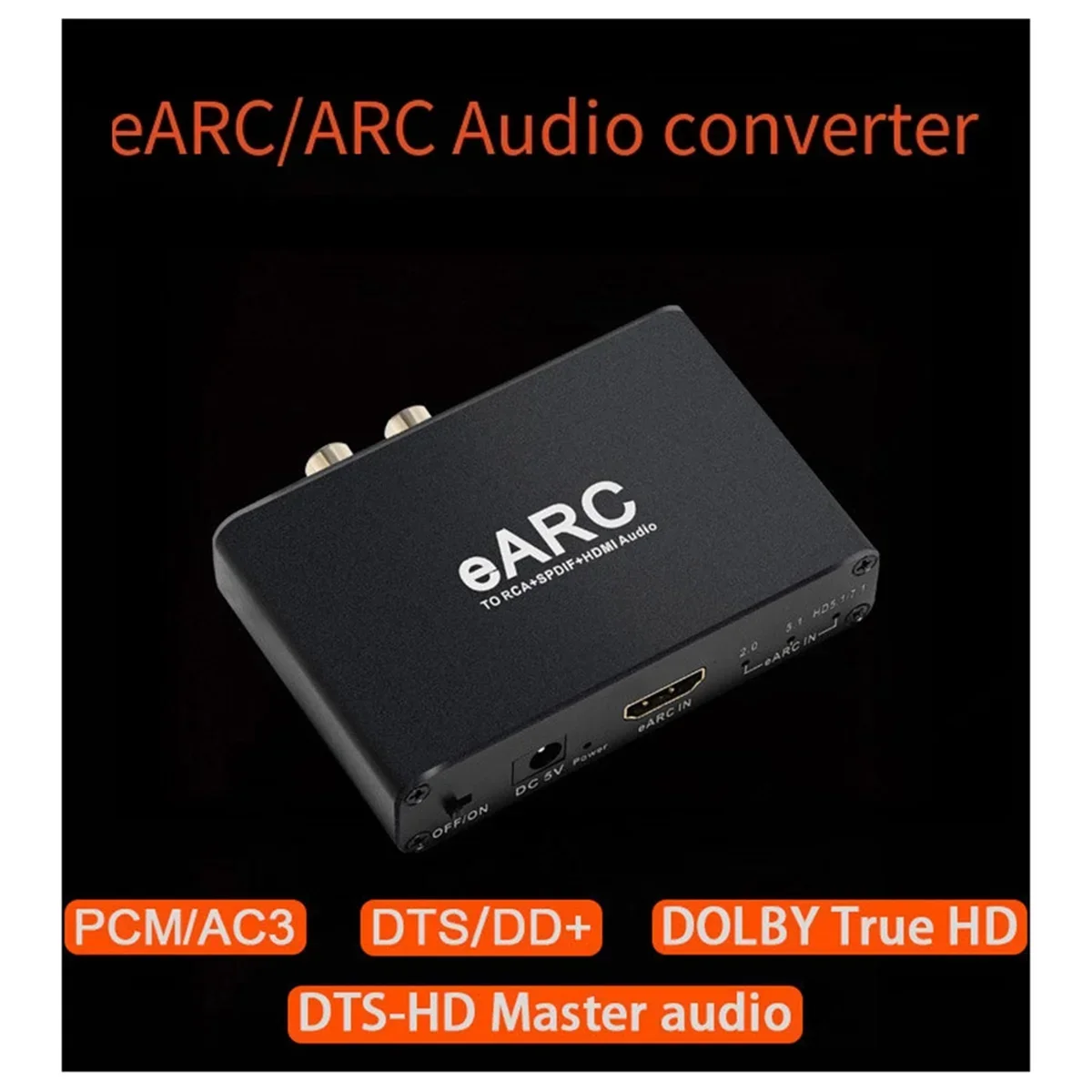 TenYua HD-Compatible EARC ARC Audio Extractor 192Khz Converter EARC to RCA Audio Extractor Adapter for DTS Dolby Atoms AC3 XT