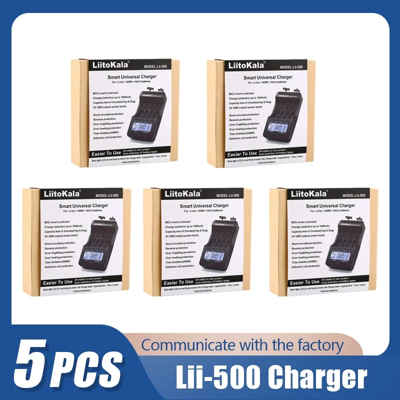 5pcs/lot LiitoKala Lii-500 Lii-600 Lii-M4  Lii-PD4 Lii-PD2 18650 Battery smart Charger For 26650/18350/16340/18500/AA/AAA 3.7V