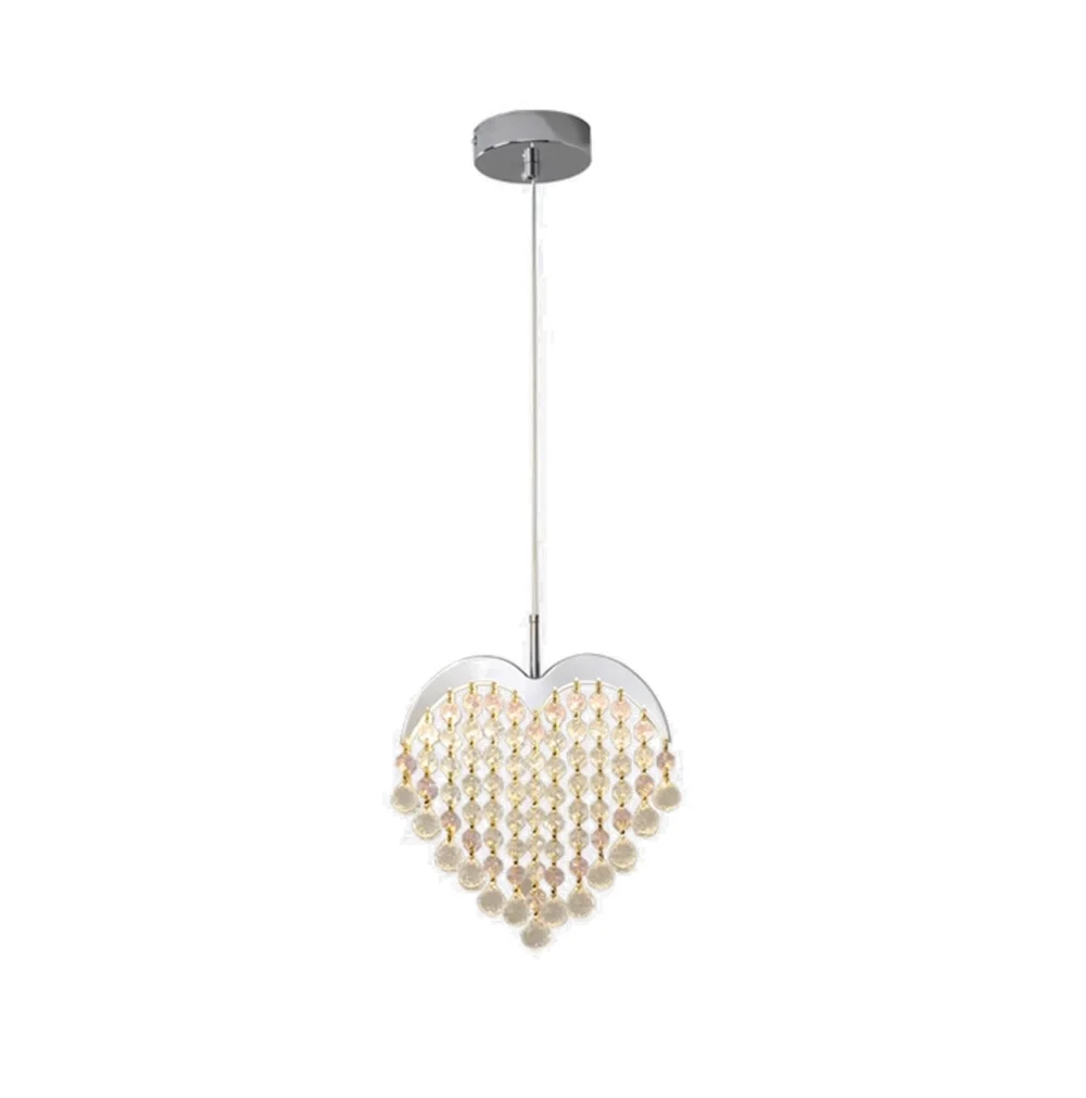 Creative Heart K9 Crystal Romantic Led Pendant Lights Personalized Wedding Bedhead Hanging Lamp Dining Table Art Suspend Luster